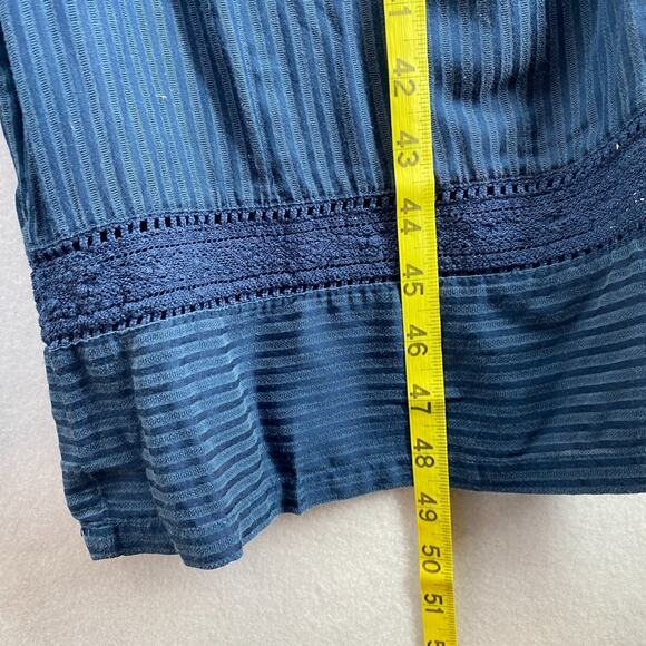 LUCKY BRAND Jumpsuit XS Indigo Striped Culotte V Neck Tie-Waist Cropped Blue - Picture 11 of 15